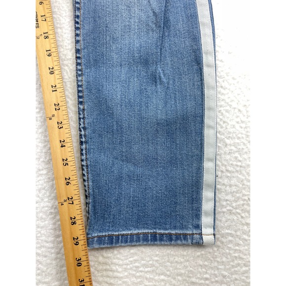 Ovadia & Sons Slim Fit Jeans Mens 36 Blue Distressed Denim Stripe Detail Street - Picture 4 of 11